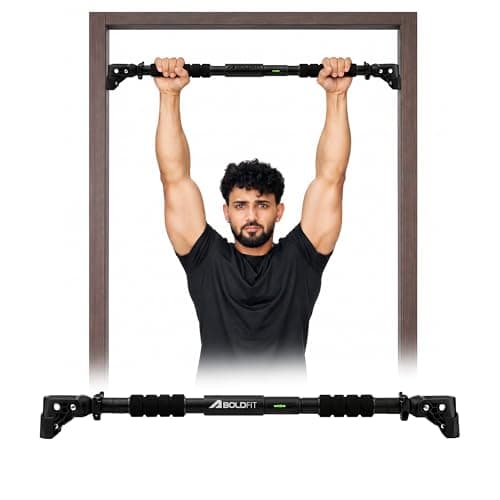 Boldfit Pull Up Bars For Home Workout -Chin Up Bar Gym Accessories for Men Door Way Adjustable Hanging Rod Without Screw, Anti-skid Grip, Strength Training Exercise Bar